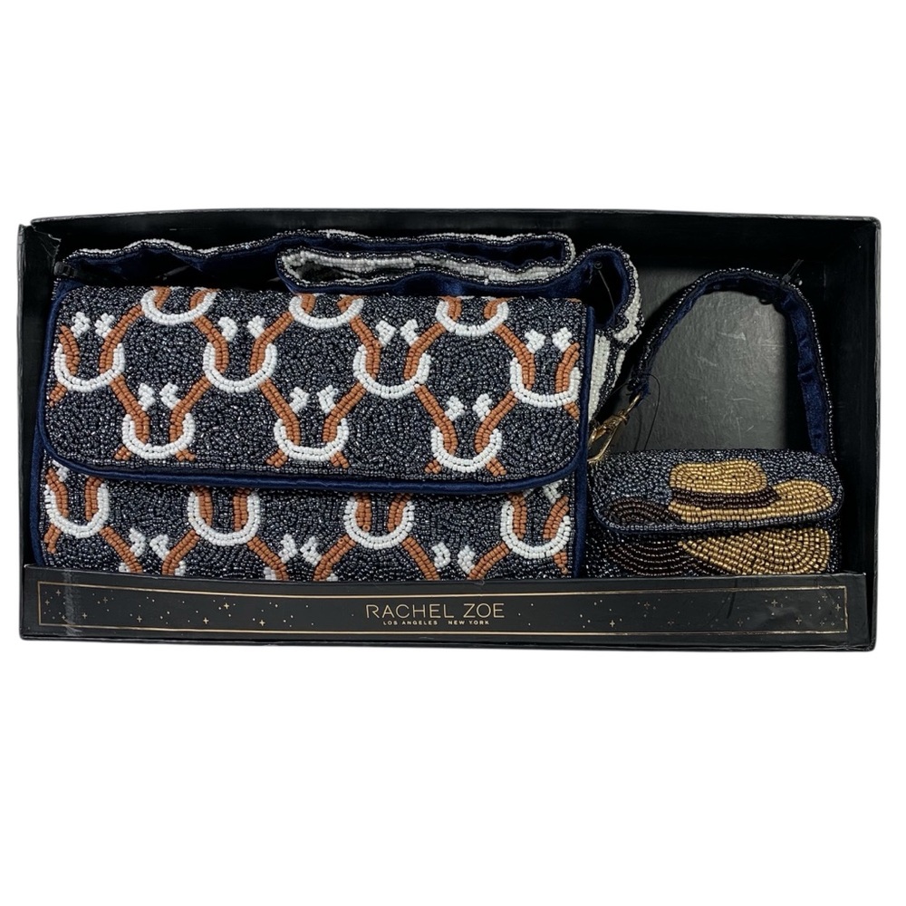 Rachel Zoe Western Beaded Shoulder Bag & Mini Beaded Bag Gift Set NWT Horseshoe